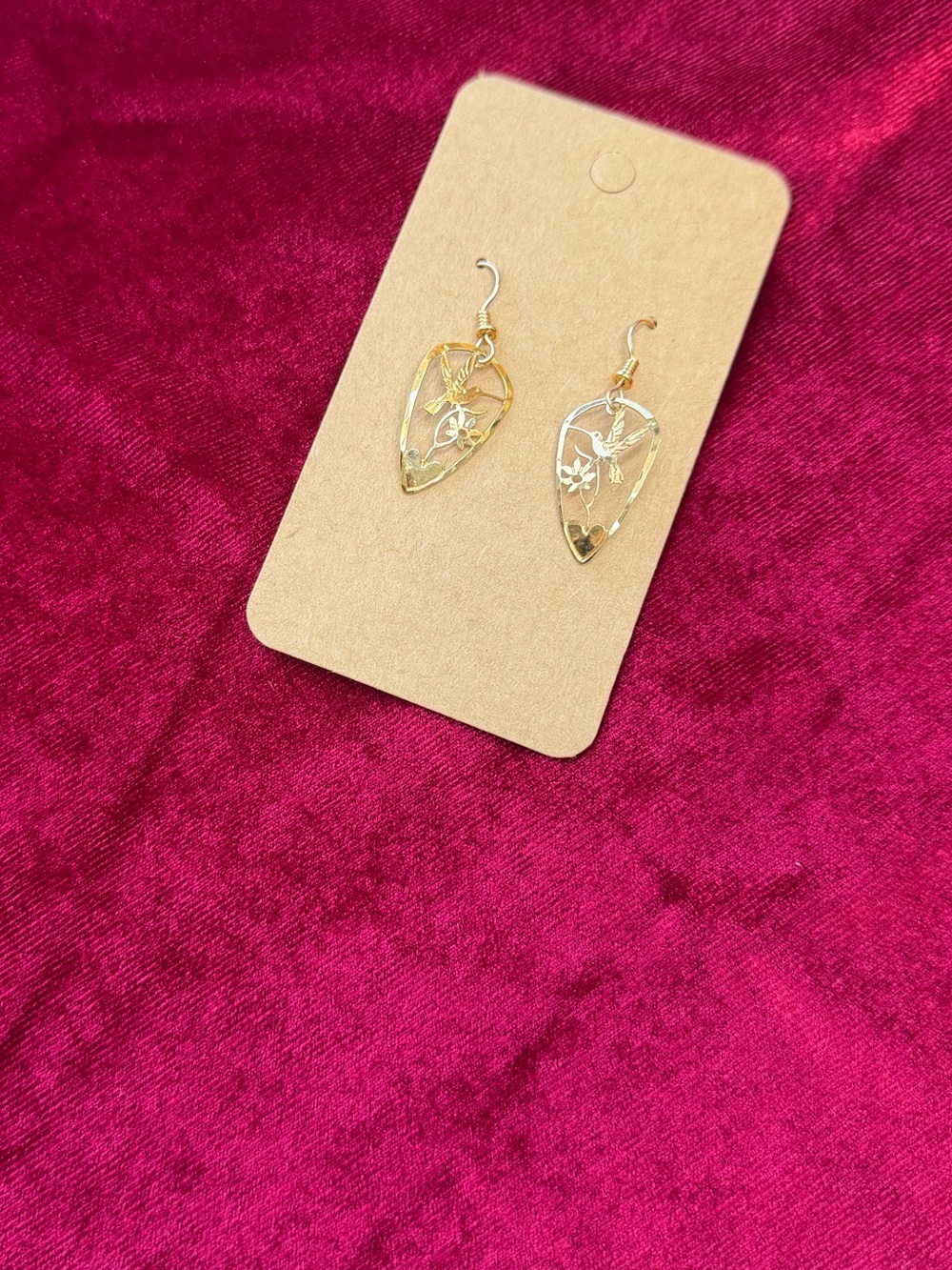 Wild Bryde Hummingbird Gold-tone Hookback Earrings